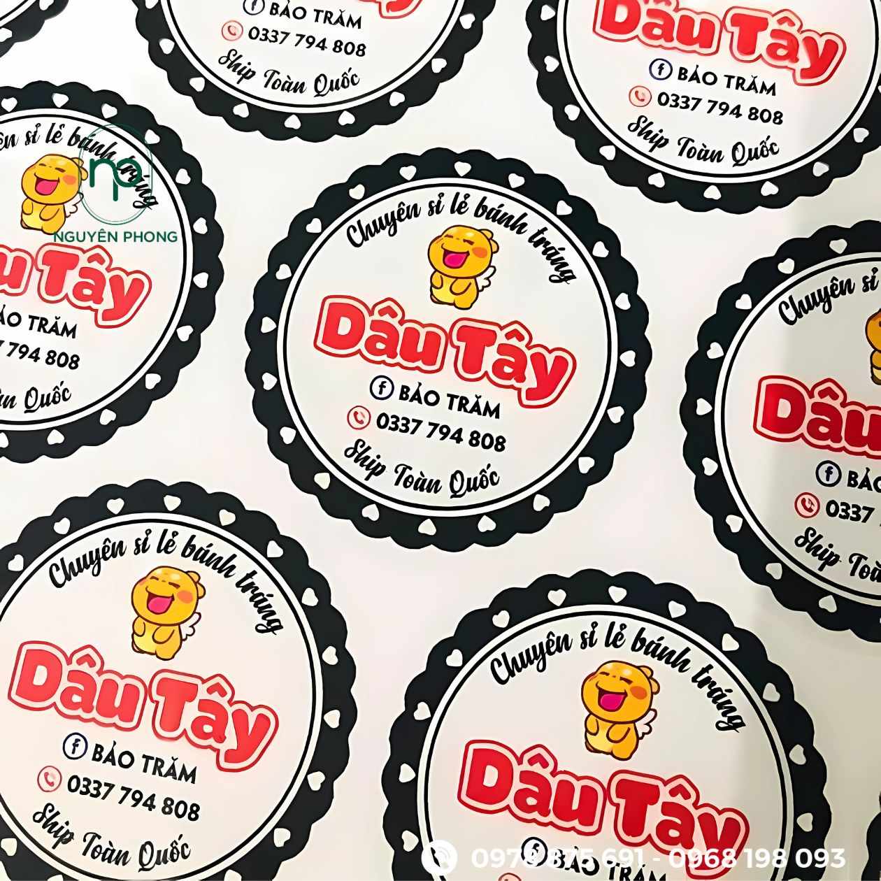 Mẫu tem dán dâu tây 